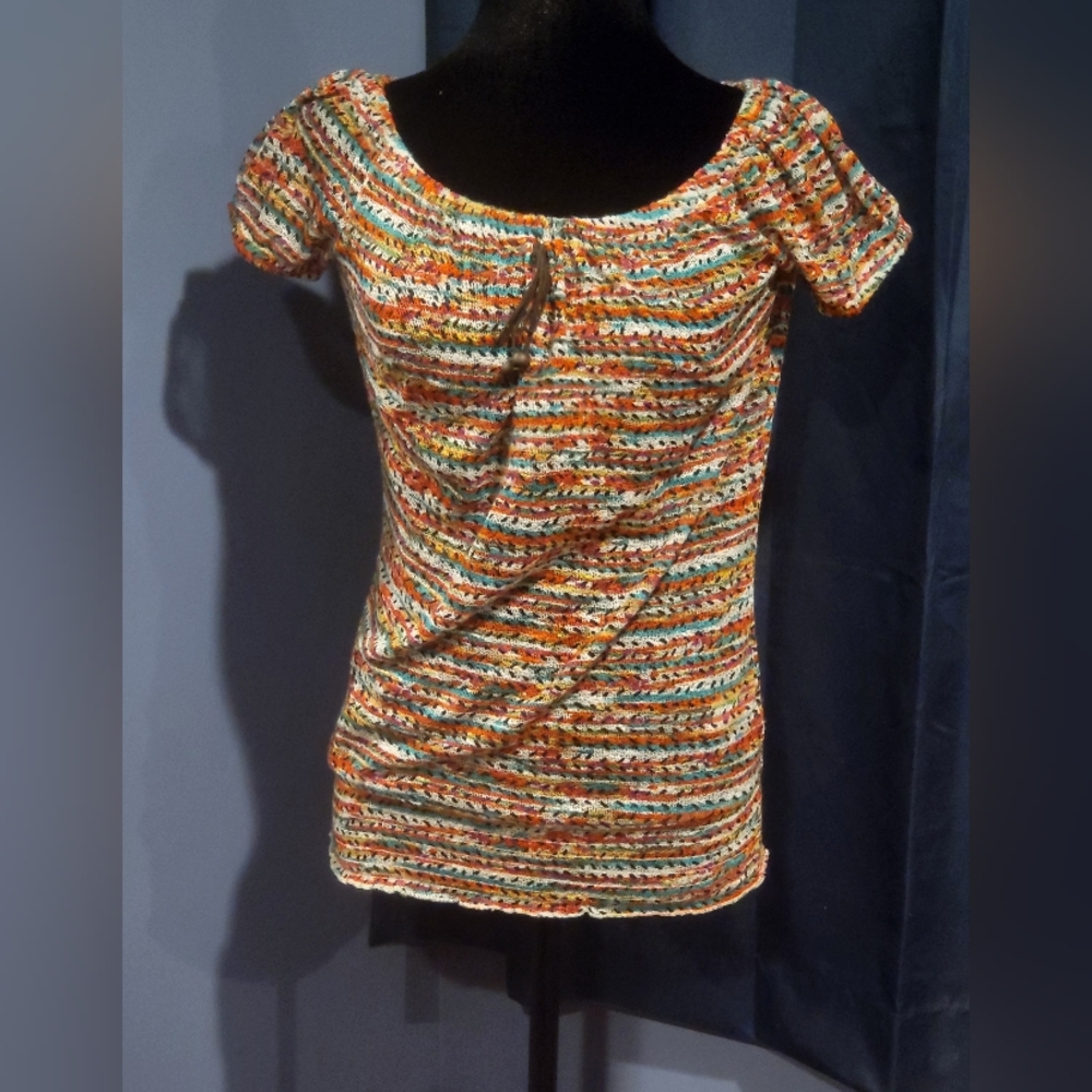 Maurices Colorful Striped Short Sleeve Top